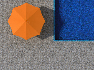 Pool und Sonnenschirm