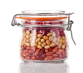 Haricot in jar isolated on white