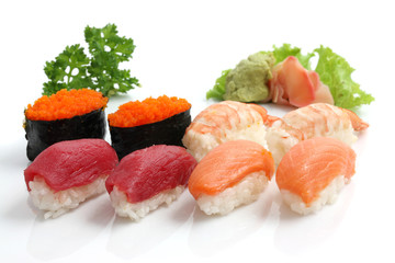 mix sushi isolated in white background