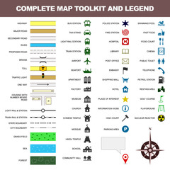 Fototapeta map icon legend symbol sign toolkit element obraz