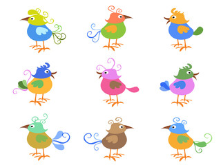 colorful cartoon birds