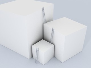 Cubes with ladders success concept