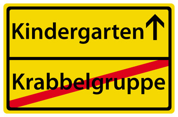 Kindergarten nach der Krabbelgruppe Ortsausgangsschild
