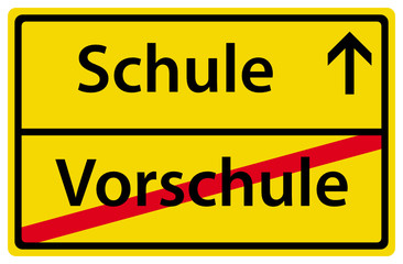 Einschulung Schule nach Kindergarten Ortsausgangsschild