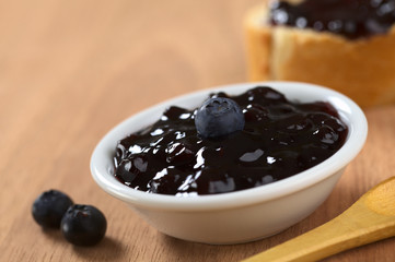 Blueberry jam with fresh blueberry on top