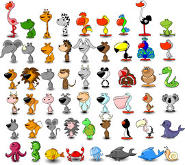 Obraz premium Большой набор векторных различных милых животных