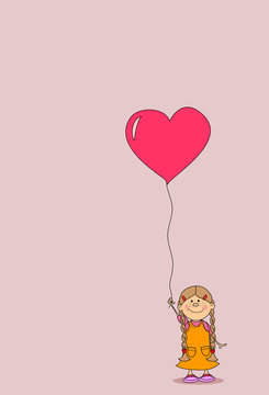 девочка держит воздушный шар сердце