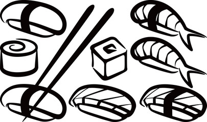 simple illustration with a set of sushi © maximmmmum