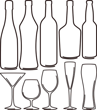 bottles  and glasses set