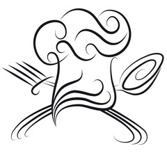 Chef hat with spoon and fork