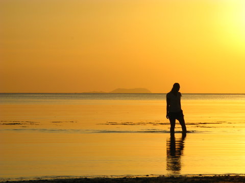 Dreamy Beach Walk at Sunset