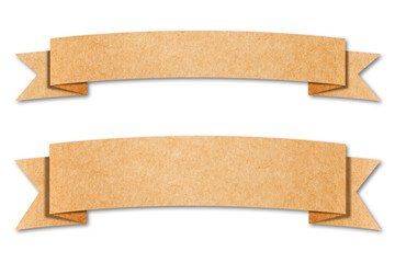 Header origami tag recycled paper craft on white background