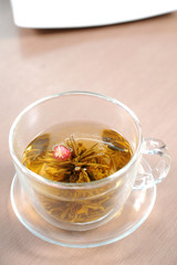 cup of tea and chamomiles