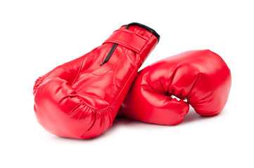 Red boxing gloves isolated on white