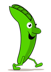 Walking pea isolated on a white background