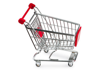 Shopping cart against the white background
