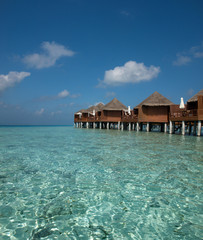 Overwater bungalows on the lagoon