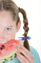 Girl eating watermelon