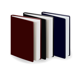 Books on white background. Photo-realistic vector illustration.