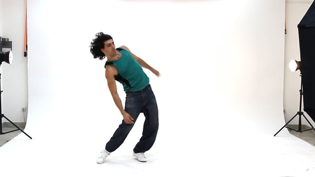 Teenager dancing breakdance in action