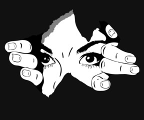 woman eyes from the hole