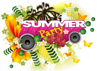 Summer party white background Horizontal