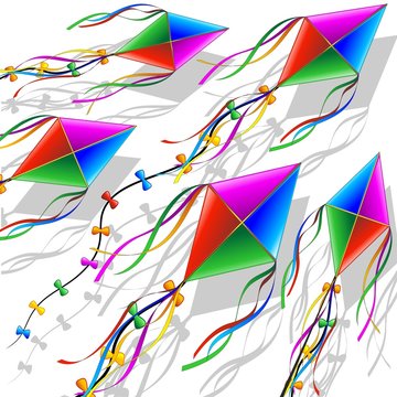 Aquiloni Sfondo Colori-Kites Colors Flying Background-Vector