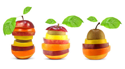 Fruit mix isolated on white