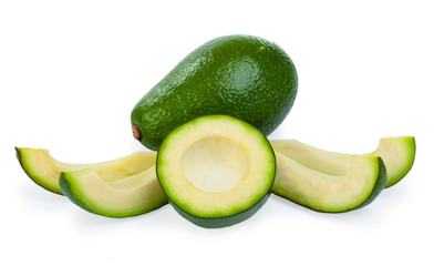 Slice avocado on white background