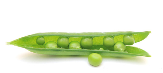 fresh green peas isolated on a white background