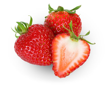 strawberries over white background