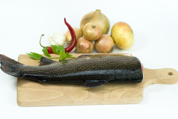 Fresh trout with vegetable