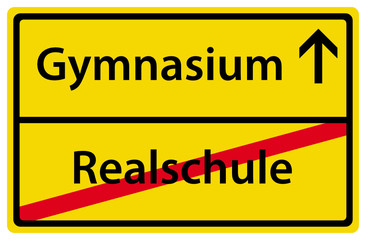 Wechsel von Realschule zu Gymnasium Zeichen Schild