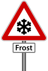 Frost Schild Verkehrszeichen Winter kalt Eis Warnschild