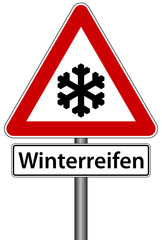 Winterreifen Frost Schild Verkehrszeichen Warnschild