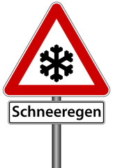 Schneeregen Schild Verkehrszeichen Frost Winter Warnschild