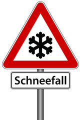 Schneefall Schild Verkehrszeichen Frost Winter Warnschild