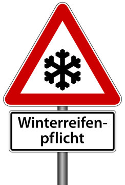 Winterreifenpflicht Frost Schild Verkehrszeichen Warnschild