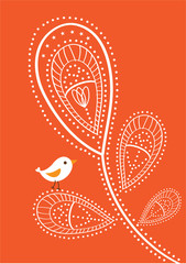 Floral background and bird