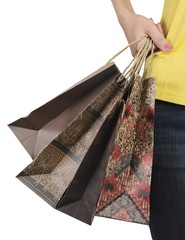 female holding shopping bags