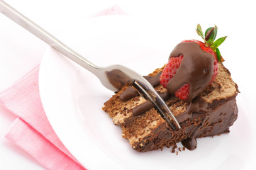 Slice of chocolate cake