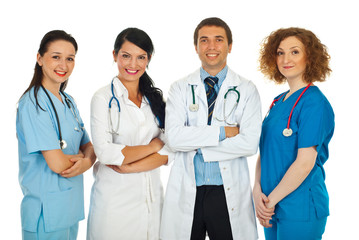 Friendly four doctors team