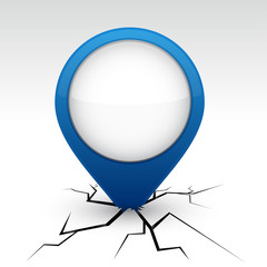 Blue speech icon in crack.