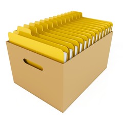 3d box with yellow folders