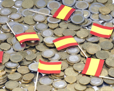 Euros mit Spanien-Flagge