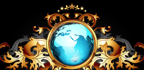world with ornate frame