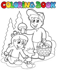 Livre de coloriage avec des enfants qui poussent comme des champignons