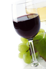glasses of wine and  grape