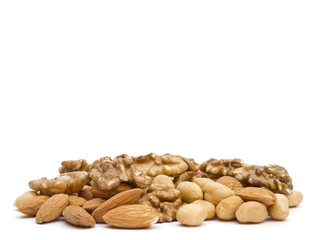 Various nuts isolated on white