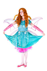 Woman in red dress fairy